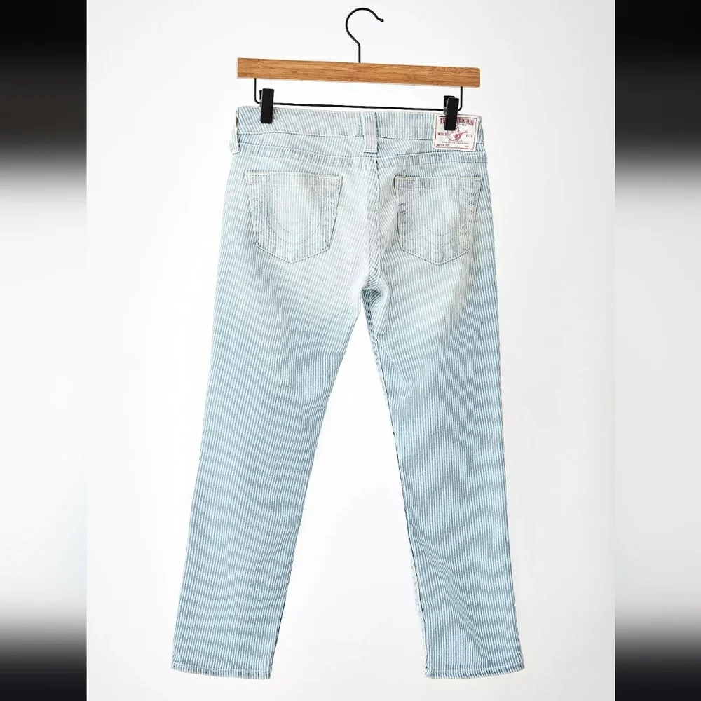 True Religion Denim Pant Capri Pinstripe Railroad 30 NWT New Designer - Picture 3 of 10